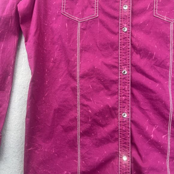 Rock 47 By Wrangler XL Western Shirt Snap Pink Embroidered Rodeo Rhinestone - Picture 6 of 15